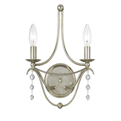 Metro 2 Light Antique Silver Sconce Wall Sconce Crystorama