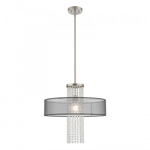 1 Light Brushed Nickel Pendant Chandelier Chandelier Livex