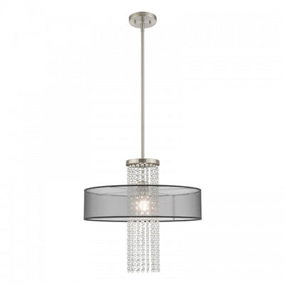 1 Light Brushed Nickel Pendant Chandelier Chandelier Livex