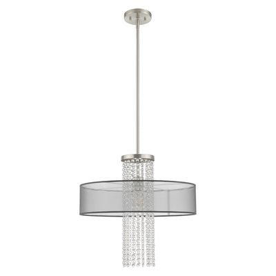 1 Light Brushed Nickel Pendant Chandelier Chandelier Livex