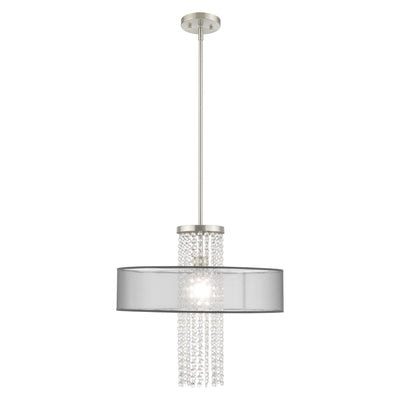 1 Light Brushed Nickel Pendant Chandelier Chandelier Livex