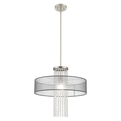 1 Light Brushed Nickel Pendant Chandelier Chandelier Livex