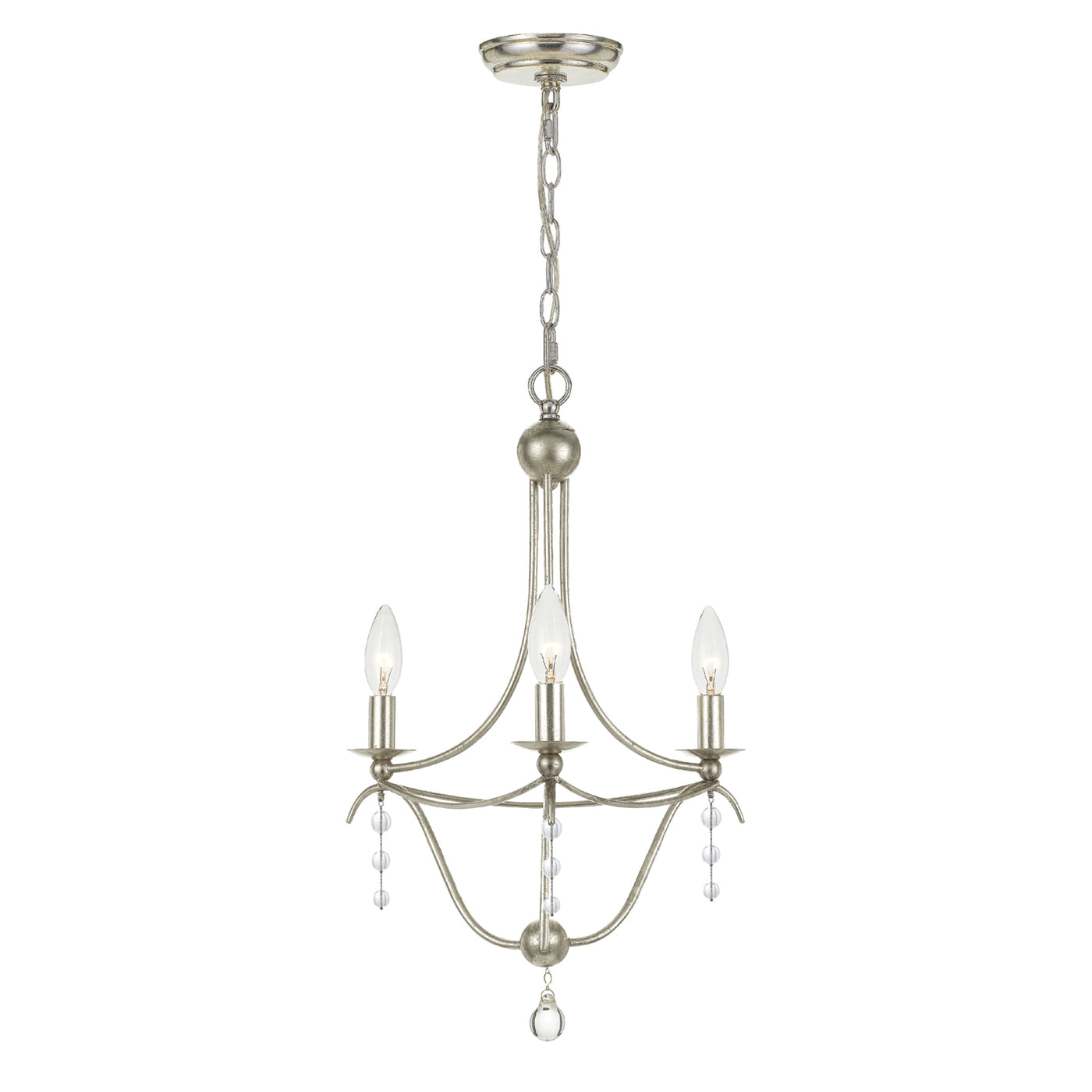 Metro 3 Light Antique Silver Mini Chandelier Chandelier Crystorama