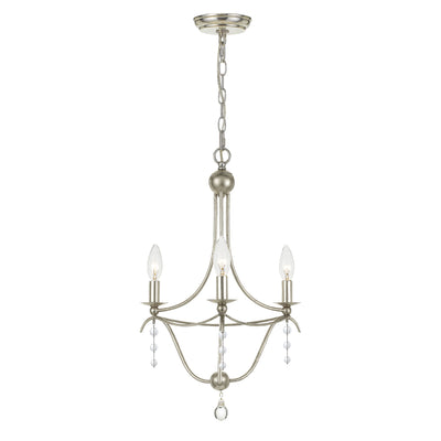 Metro 3 Light Antique Silver Mini Chandelier Chandelier Crystorama