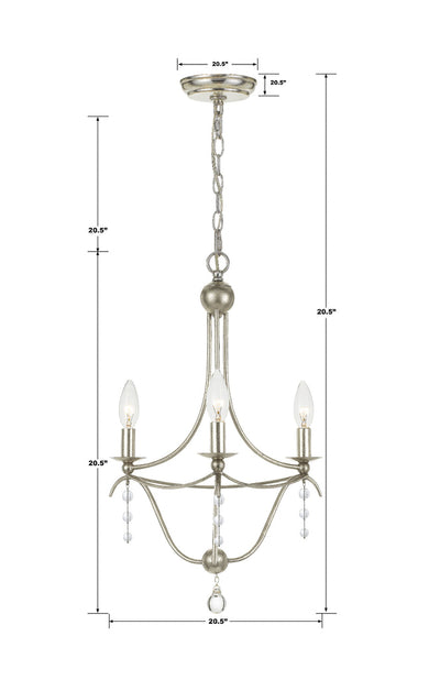 Metro 3 Light Antique Silver Mini Chandelier Chandelier Crystorama