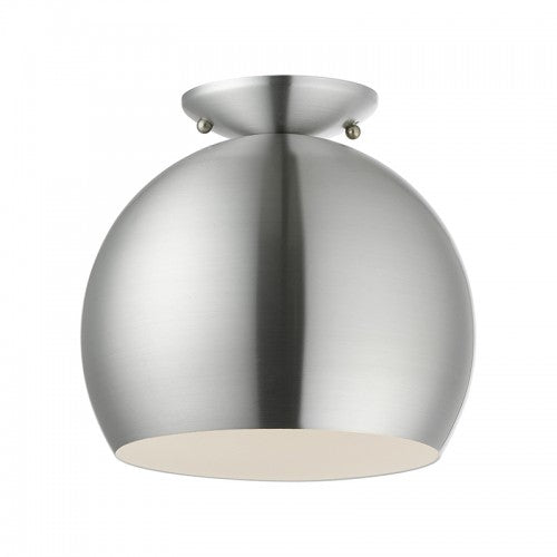 1 Light Brushed Aluminum Semi-Flush Mount Semi Flush Livex