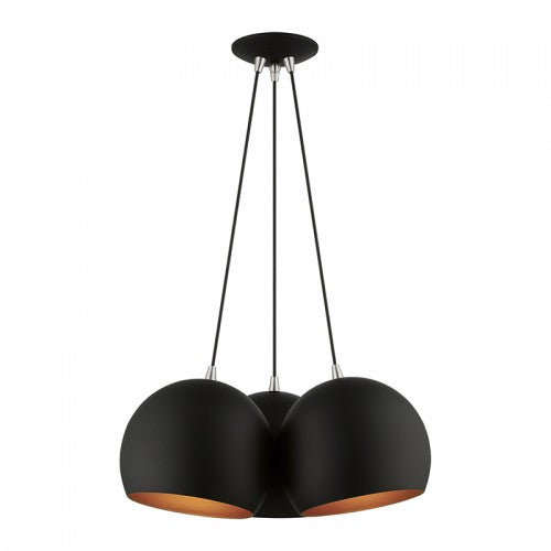 3 Light Black Globe Pendant Pendant Livex