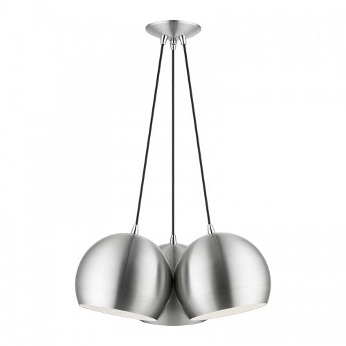 3 Light Polished Aluminum Globe Pendant Pendant Livex