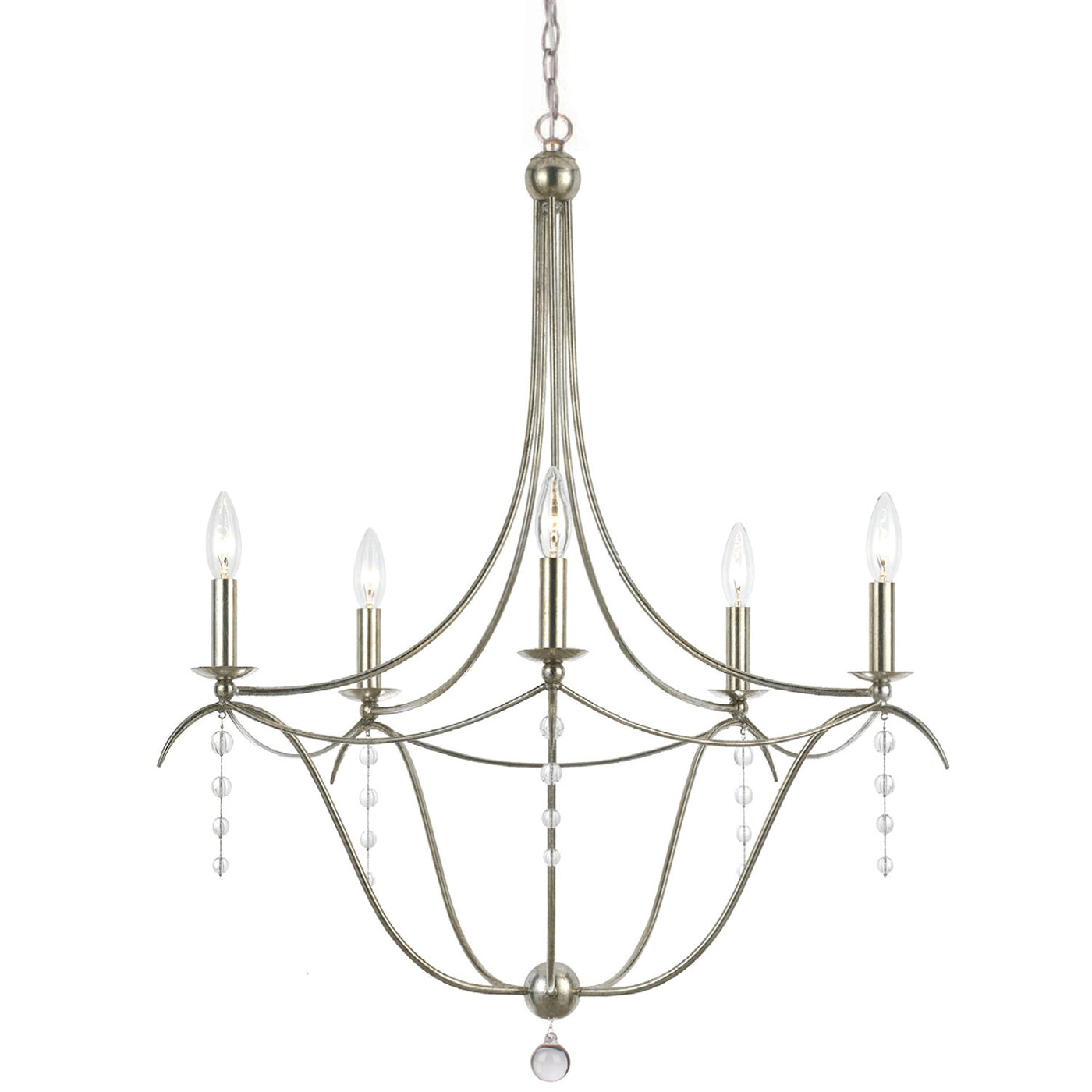 Metro 5 Light Crystal Antique Silver Chandelier Chandelier Crystorama