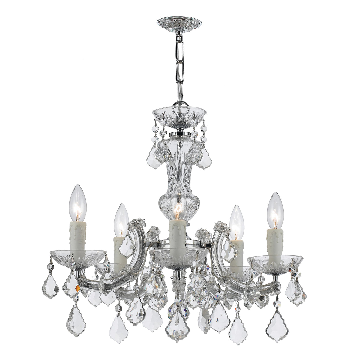 Maria Theresa 5 Light Hand Cut Crystal Polished Chrome Chandelier Chandelier Crystorama