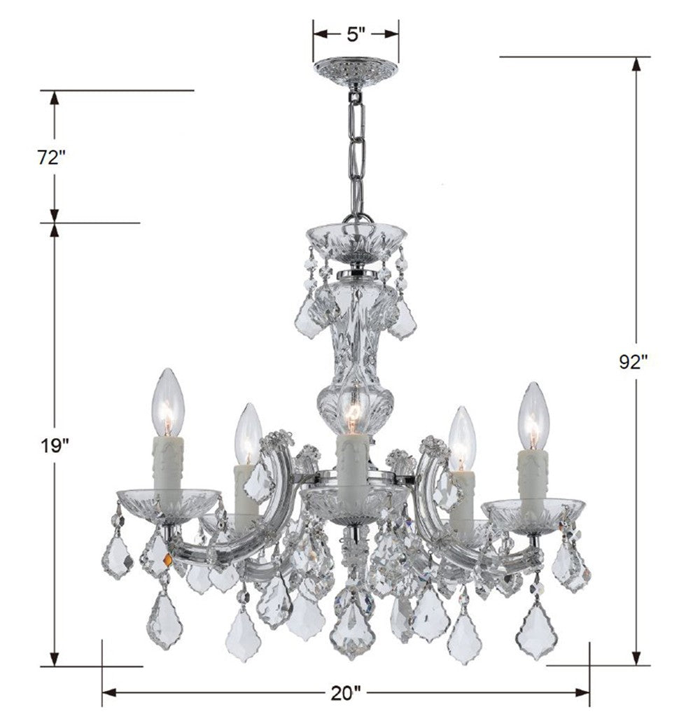 Maria Theresa 5 Light Hand Cut Crystal Polished Chrome Chandelier Chandelier Crystorama