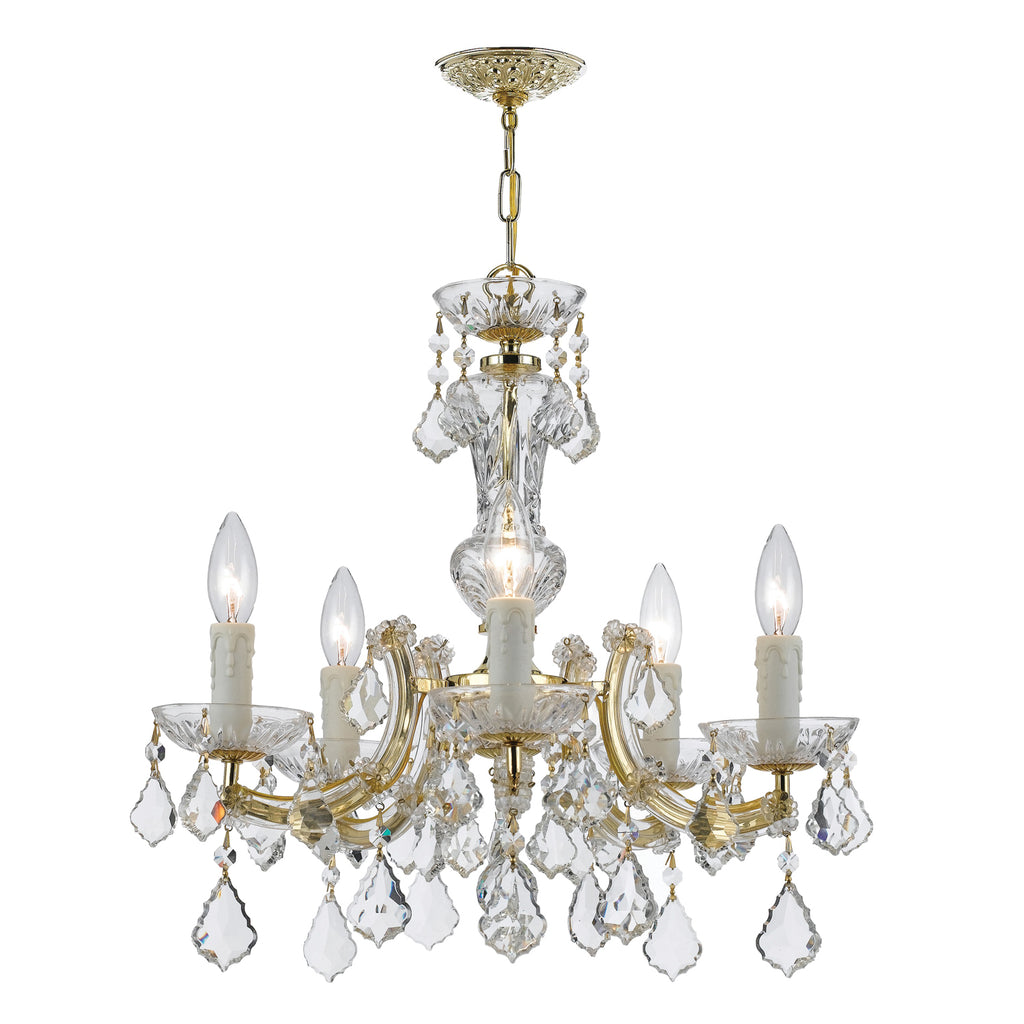 Maria Theresa 5 Light Hand Cut Crystal Polished Chrome Chandelier Chandelier Crystorama