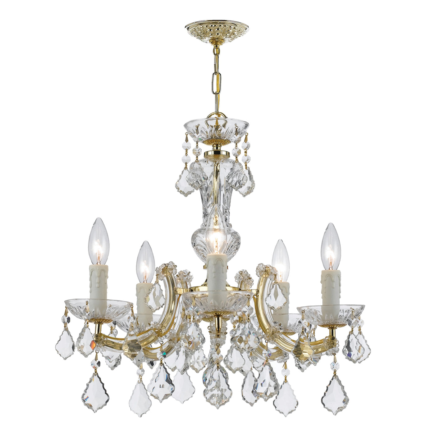 Maria Theresa 5 Light Hand Cut Crystal Gold Chandelier Chandelier Crystorama