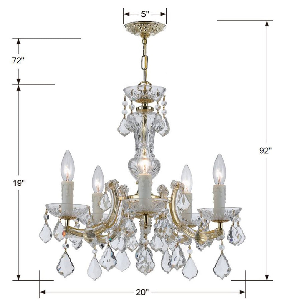 Maria Theresa 5 Light Hand Cut Crystal Gold Chandelier Chandelier Crystorama