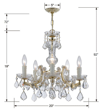 Maria Theresa 5 Light Hand Cut Crystal Gold Chandelier Chandelier Crystorama