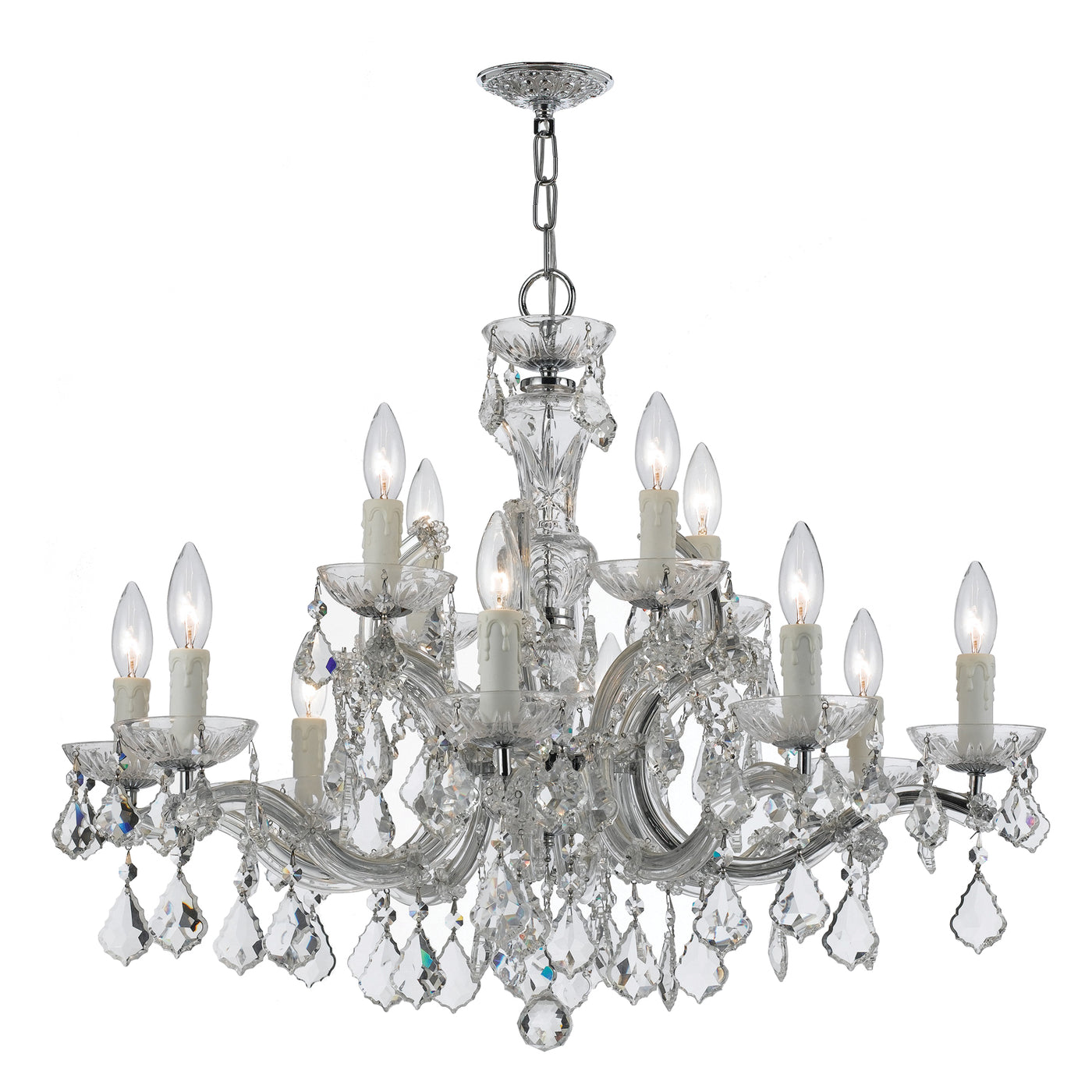 Maria Theresa 12 Light Clear Italian Crystal Polished Chrome Chandelier Chandelier Crystorama