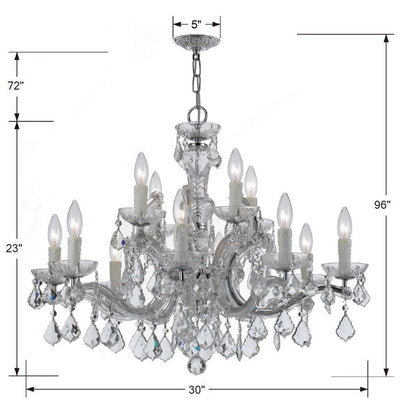 Maria Theresa 12 Light Clear Italian Crystal Polished Chrome Chandelier Chandelier Crystorama