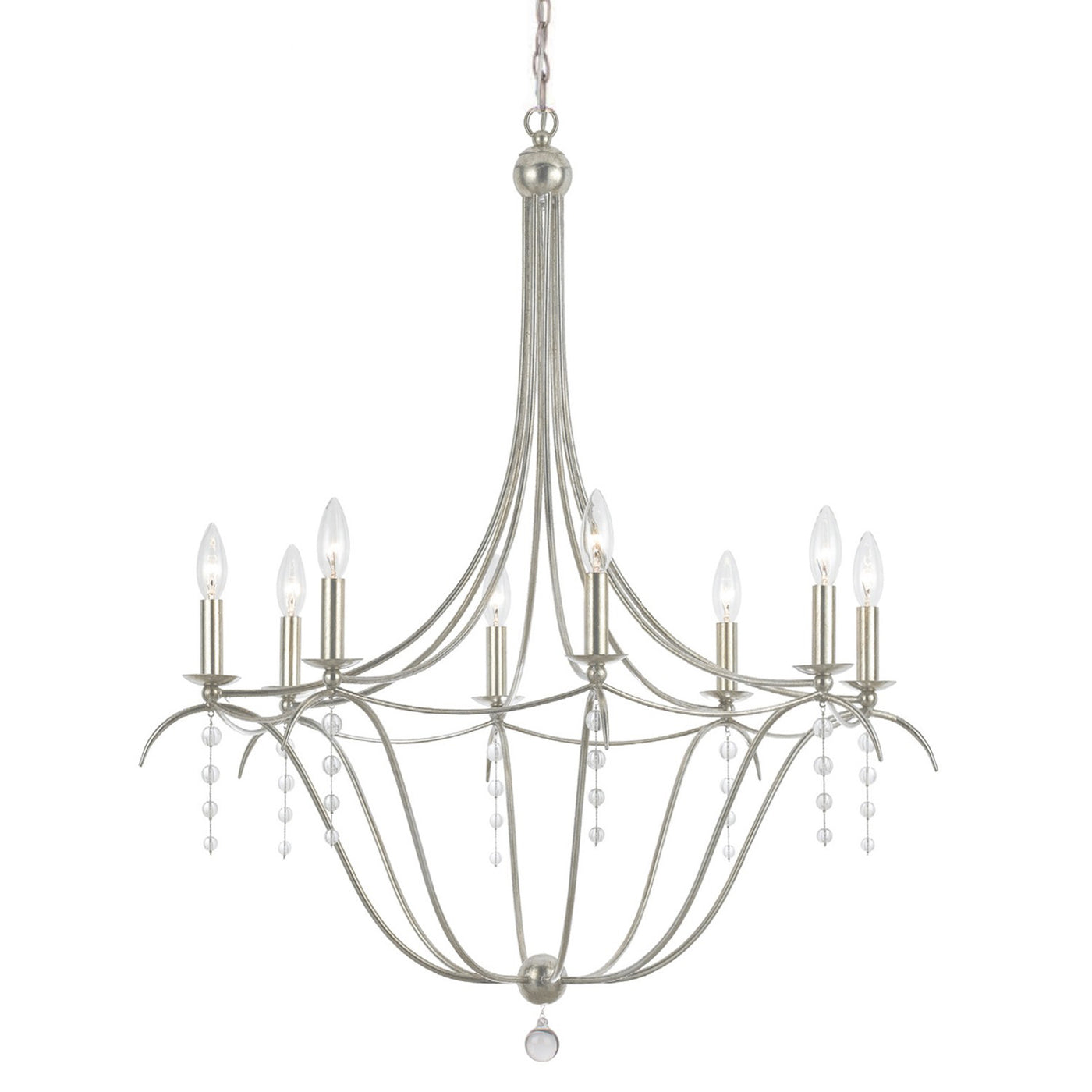 Metro 8 Light Antique Silver Chandelier Chandelier Crystorama