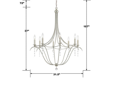 Metro 8 Light Antique Silver Chandelier Chandelier Crystorama