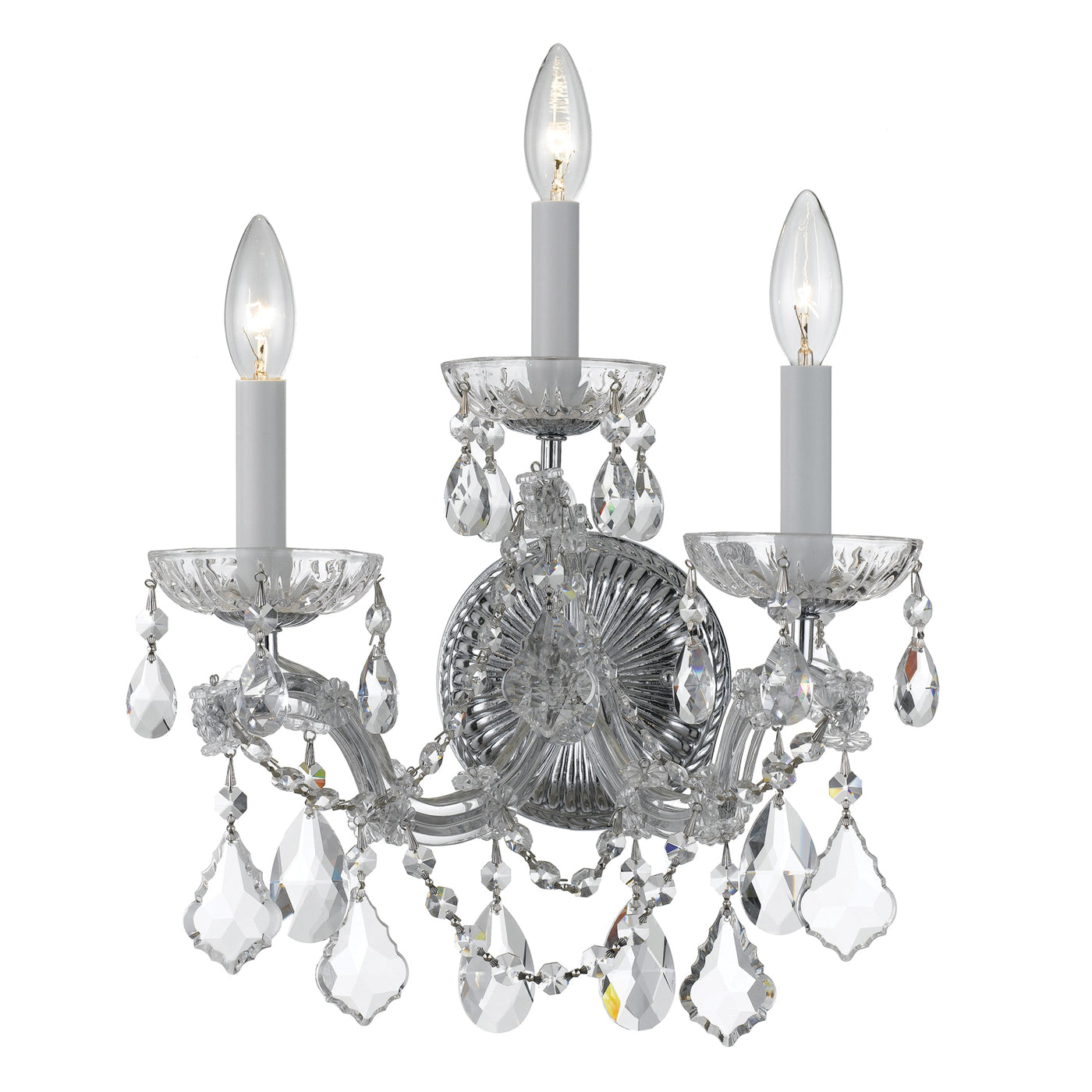 Maria Theresa 3 Light Hand Cut Crystal Polished Chrome Sconce Wall Sconce Crystorama