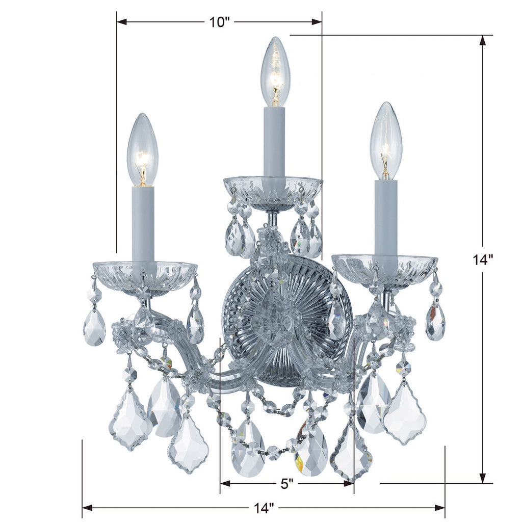 Maria Theresa 3 Light Hand Cut Crystal Polished Chrome Sconce Wall Sconce Crystorama