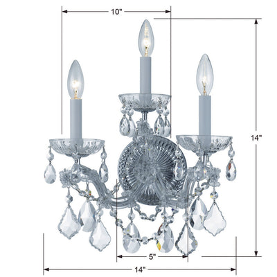 Maria Theresa 3 Light Hand Cut Crystal Polished Chrome Sconce Wall Sconce Crystorama