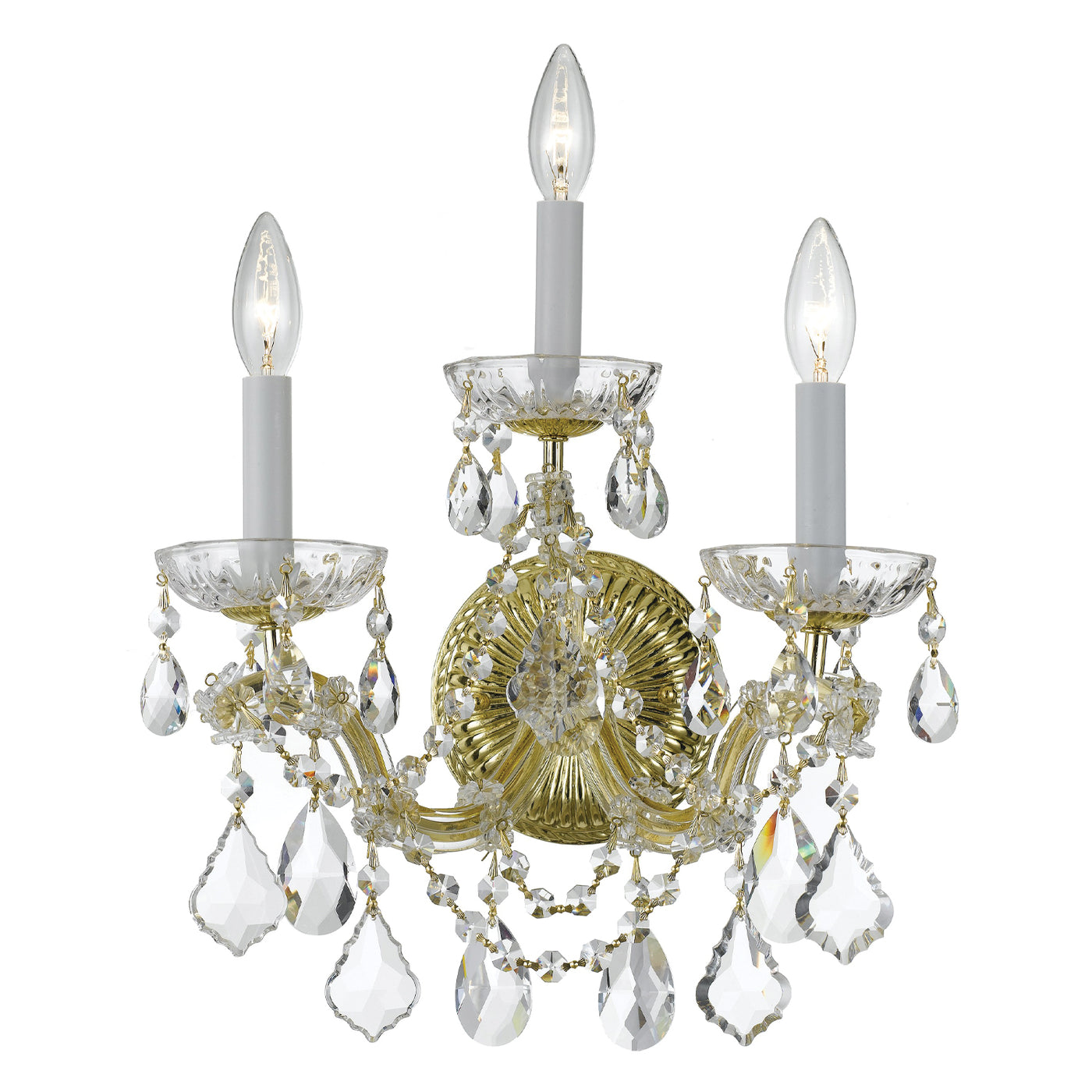 Maria Theresa 3 Light Hand Cut Crystal Gold Sconce Wall Sconce Crystorama