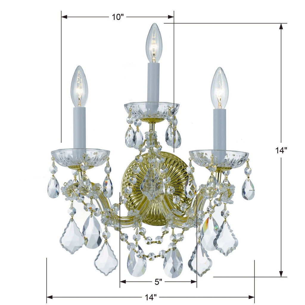 Maria Theresa 3 Light Hand Cut Crystal Gold Sconce Wall Sconce Crystorama