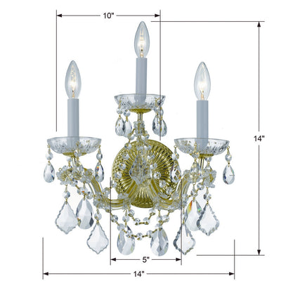 Maria Theresa 3 Light Hand Cut Crystal Gold Sconce Wall Sconce Crystorama