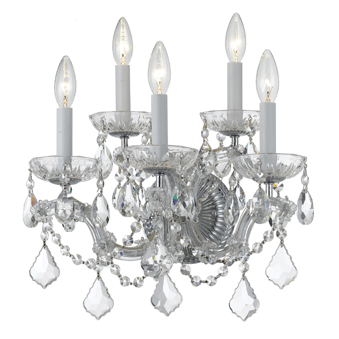 Maria Theresa 5 Light Hand Cut Crystal Polished Chrome Sconce Wall Sconce Crystorama