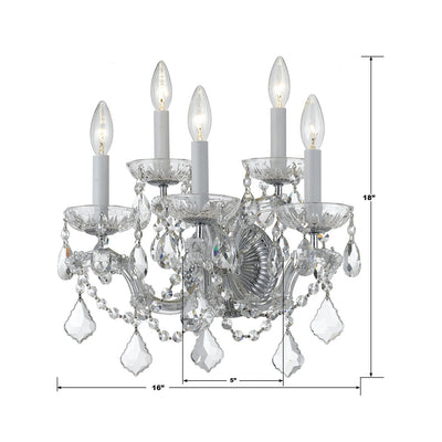 Maria Theresa 5 Light Hand Cut Crystal Polished Chrome Sconce Wall Sconce Crystorama