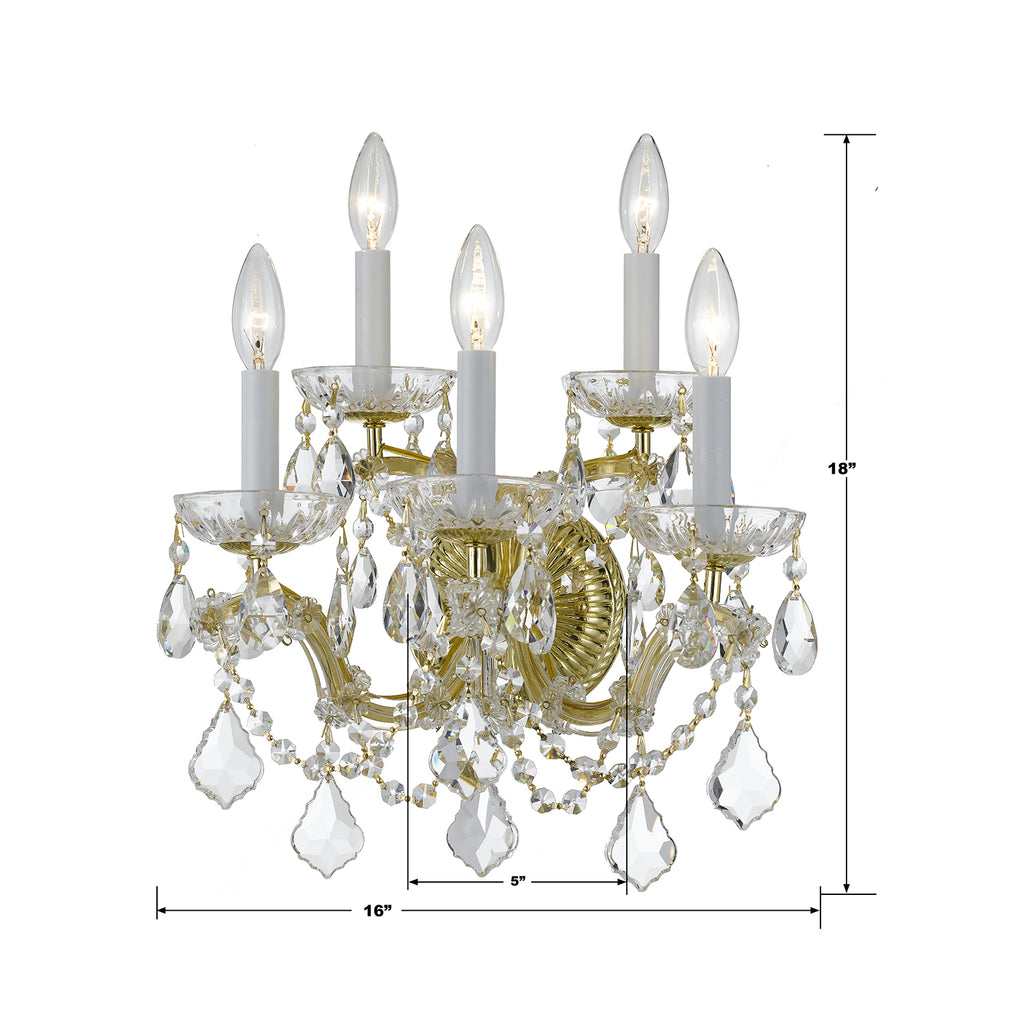 Maria Theresa 5 Light Hand Cut Crystal Gold Sconce Wall Sconce Crystorama