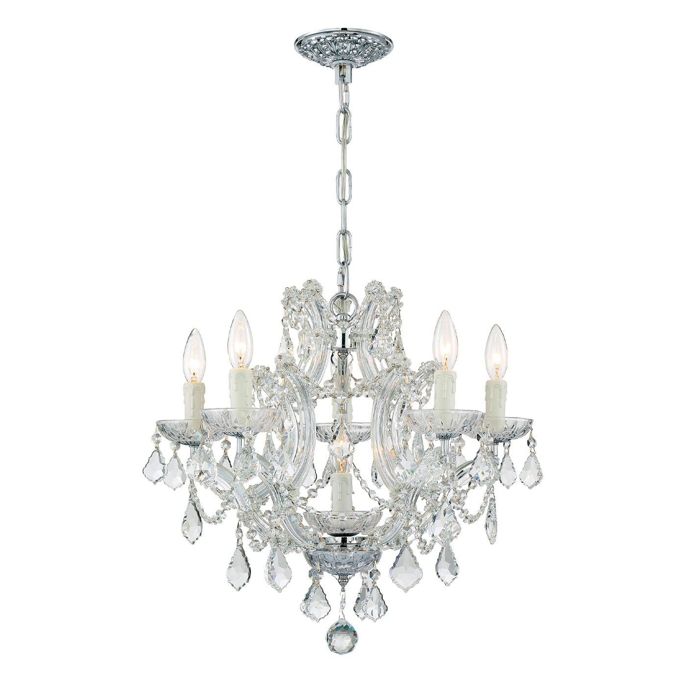 Maria Theresa 6 Light Clear Italian Crystal Polished Chrome Chandelier Chandelier Crystorama