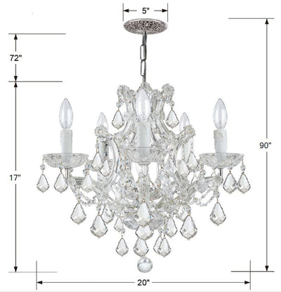 Maria Theresa 6 Light Clear Italian Crystal Polished Chrome Chandelier Chandelier Crystorama