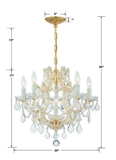 Maria Theresa 6 Light Clear Italian Crystal Gold Chandelier Chandelier Crystorama