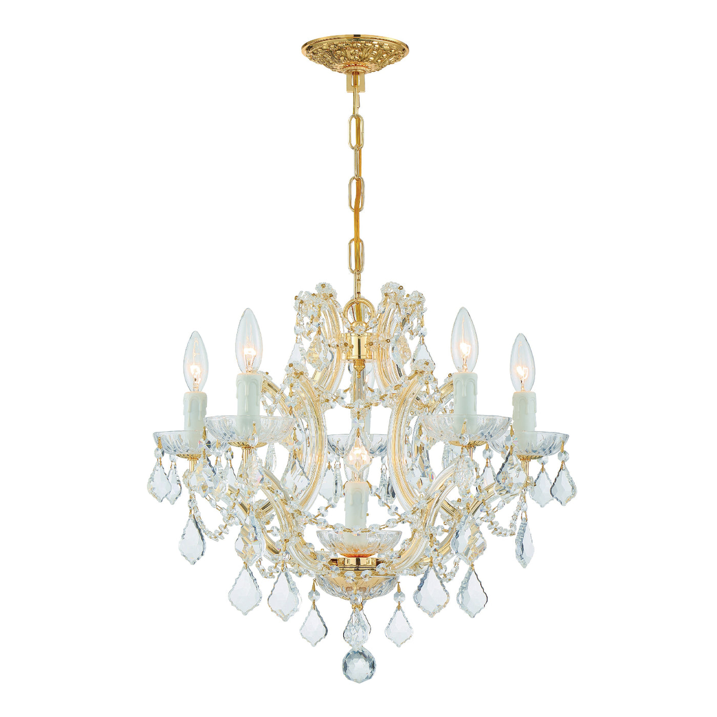 Maria Theresa 6 Light Hand Cut Crystal Gold Chandelier Chandelier Crystorama