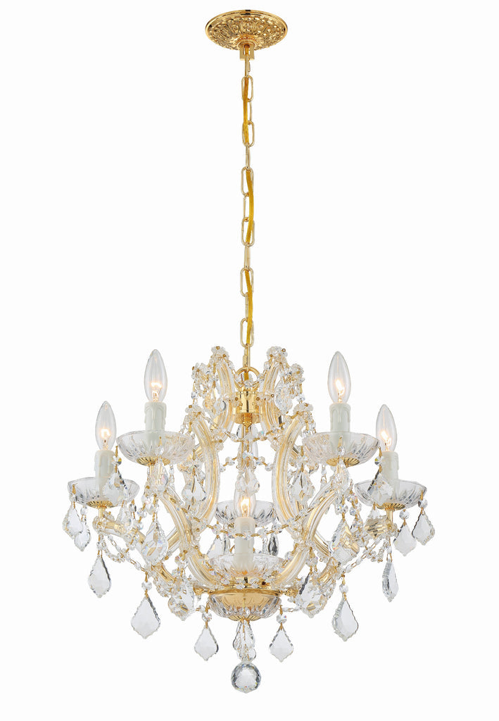 Maria Theresa 6 Light Hand Cut Crystal Gold Chandelier Chandelier Crystorama