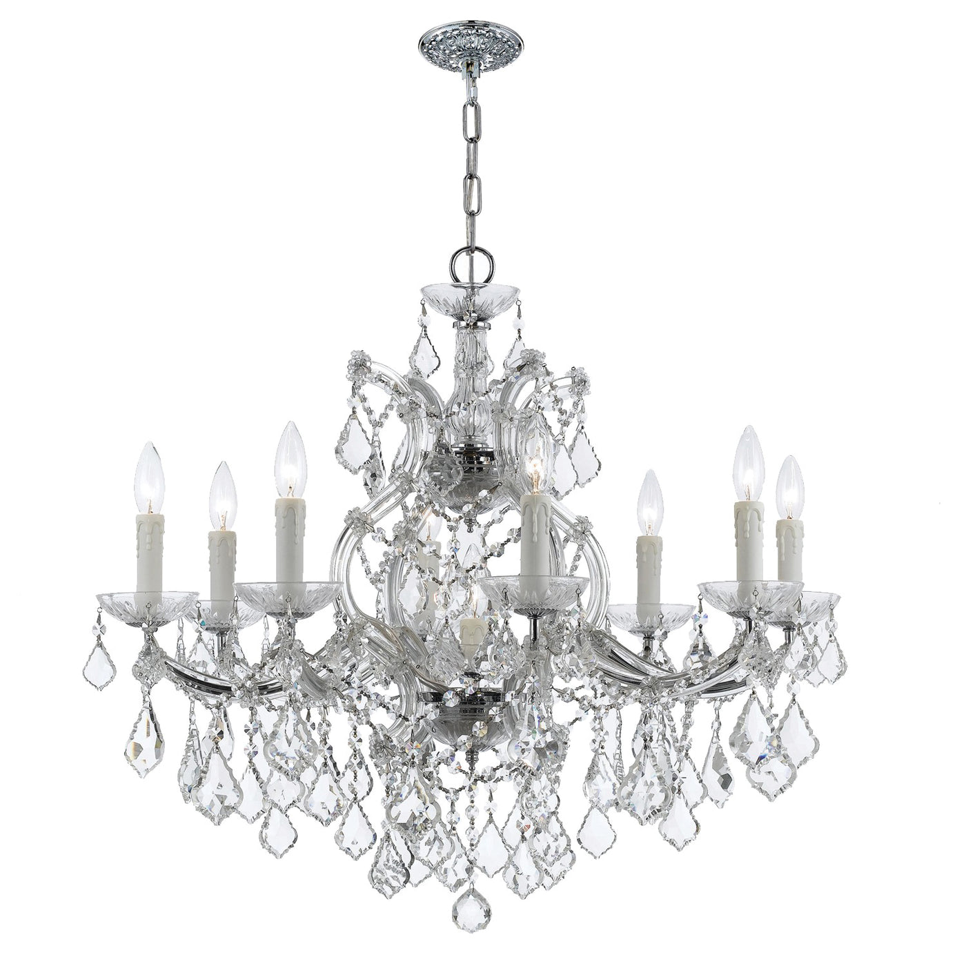 Maria Theresa 9 Light Hand Cut Crystal Polished Chrome Chandelier Chandelier Crystorama