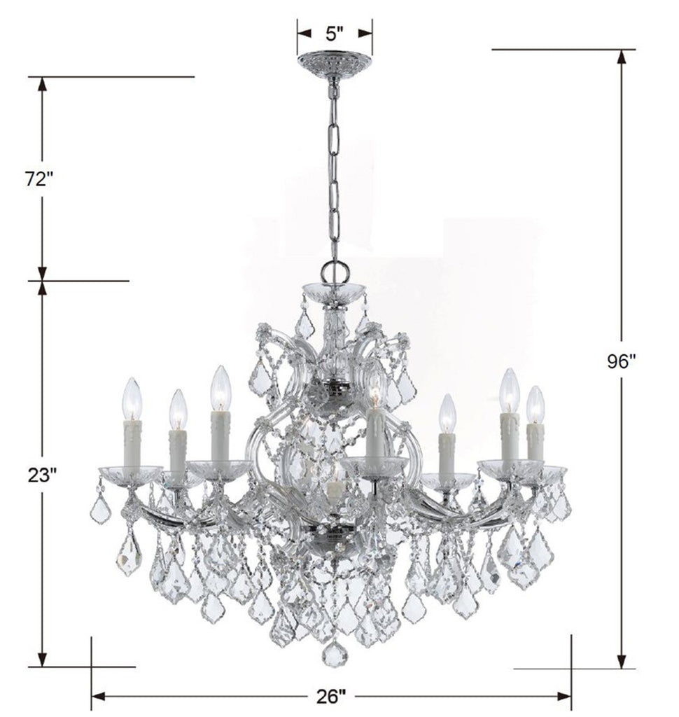 Maria Theresa 9 Light Hand Cut Crystal Polished Chrome Chandelier Chandelier Crystorama