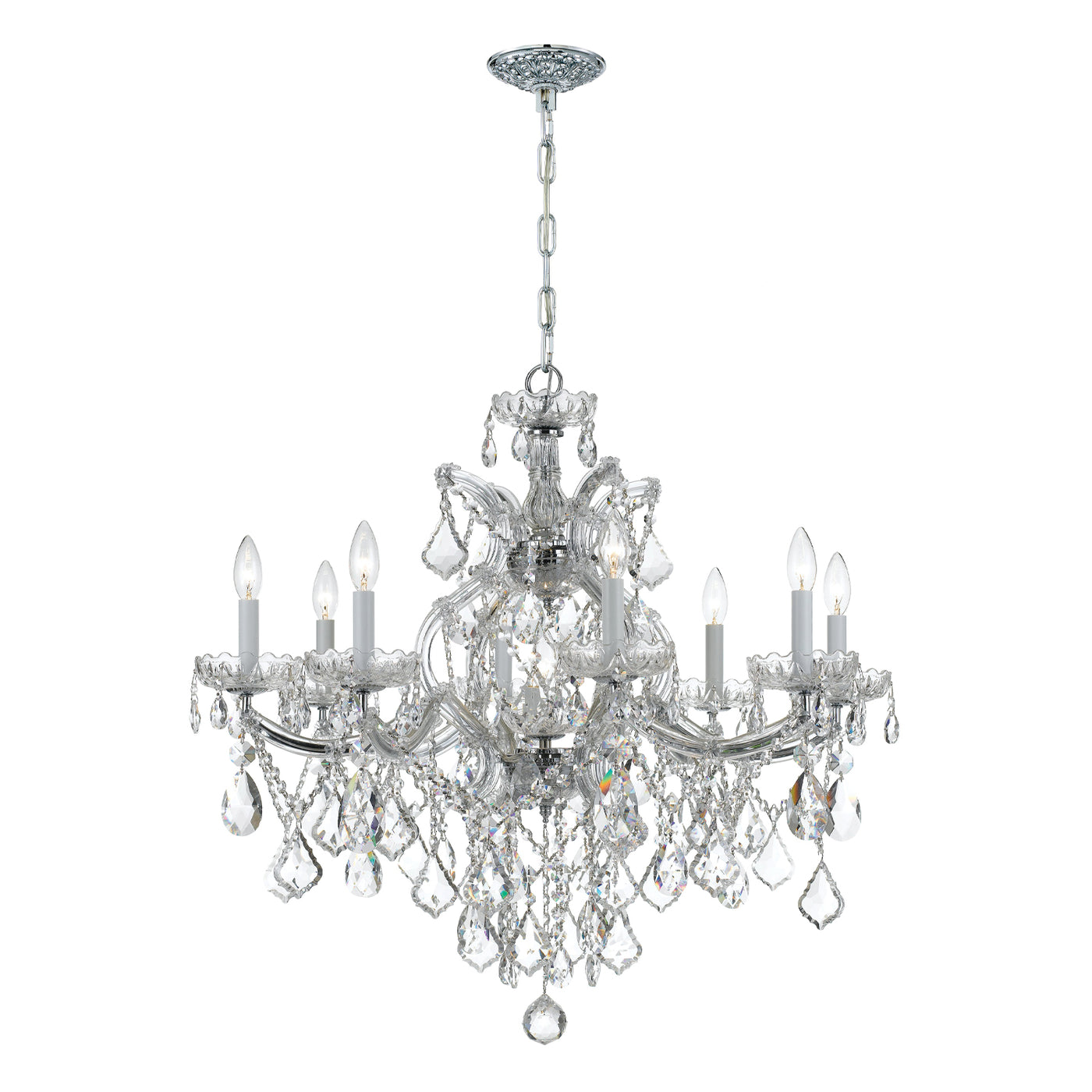 Maria Theresa 9 Light Hand Cut Crystal Polished Chrome Chandelier Chandelier Crystorama