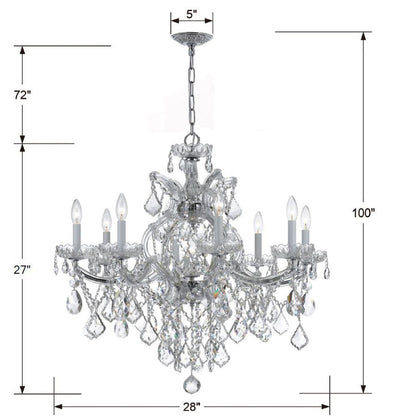 Maria Theresa 9 Light Hand Cut Crystal Polished Chrome Chandelier Chandelier Crystorama