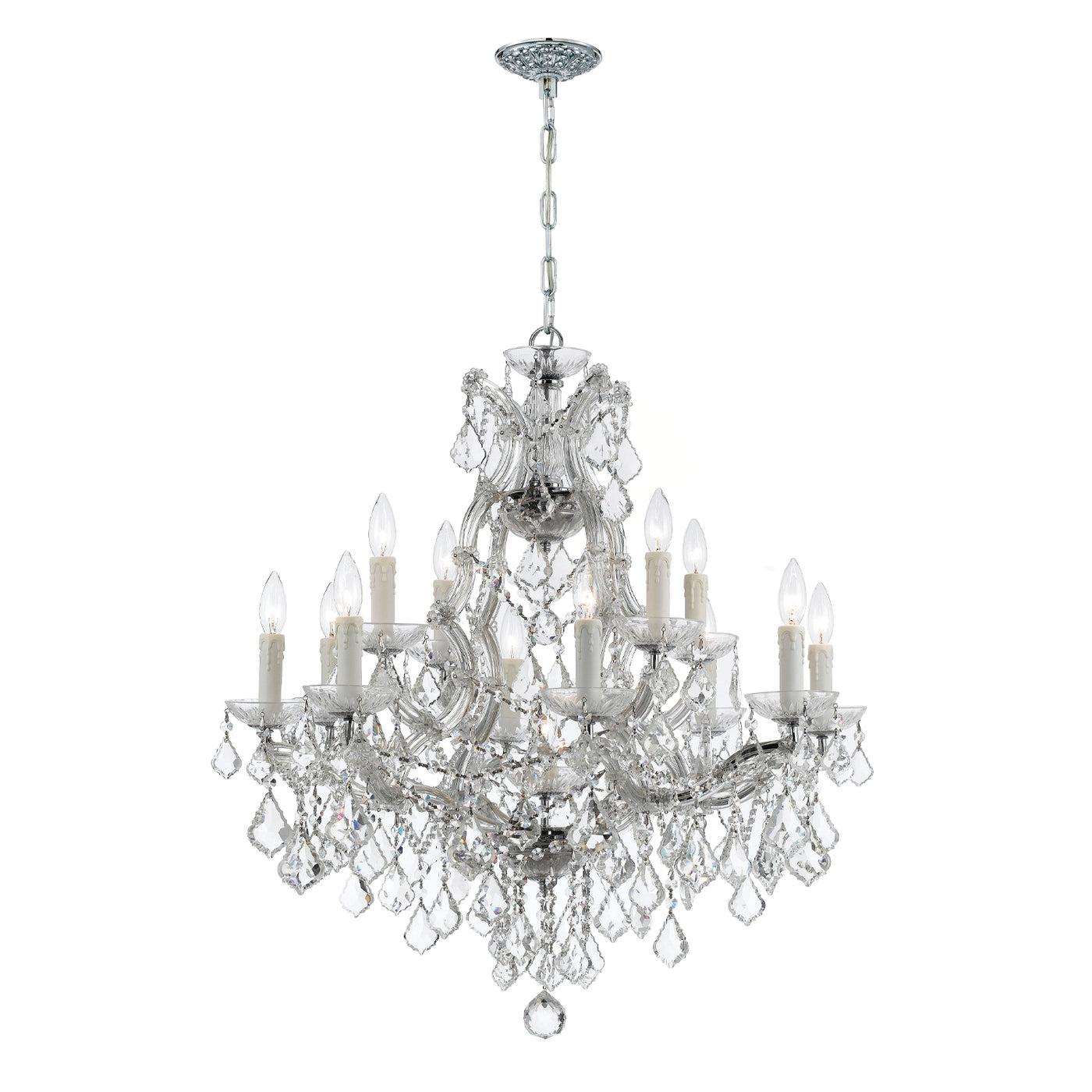 Maria Theresa 13 Light Clear Italian Crystal Polished Chrome Chandelier Chandelier Crystorama