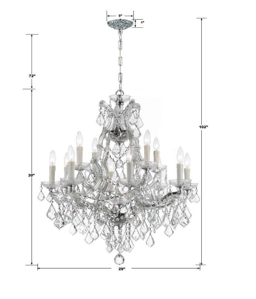 Maria Theresa 13 Light Clear Italian Crystal Polished Chrome Chandelier Chandelier Crystorama