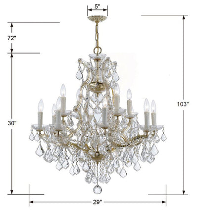 Maria Theresa 13 Light Clear Italian Crystal Gold Chandelier Chandelier Crystorama