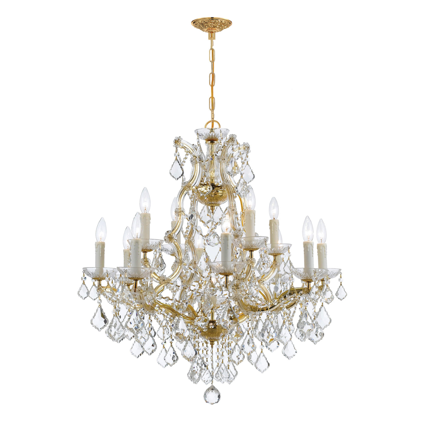 Maria Theresa 13 Light Hand Cut Crystal Gold Chandelier Chandelier Crystorama