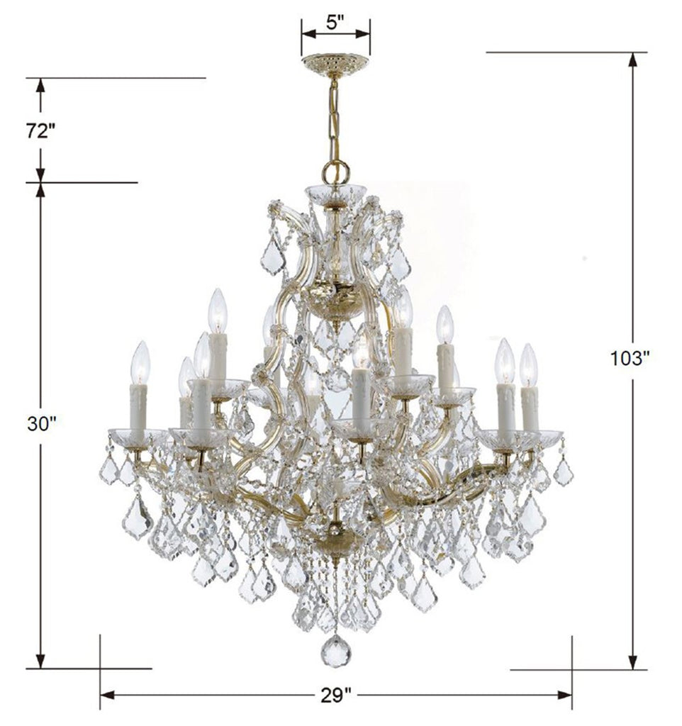 Maria Theresa 13 Light Hand Cut Crystal Gold Chandelier Chandelier Crystorama