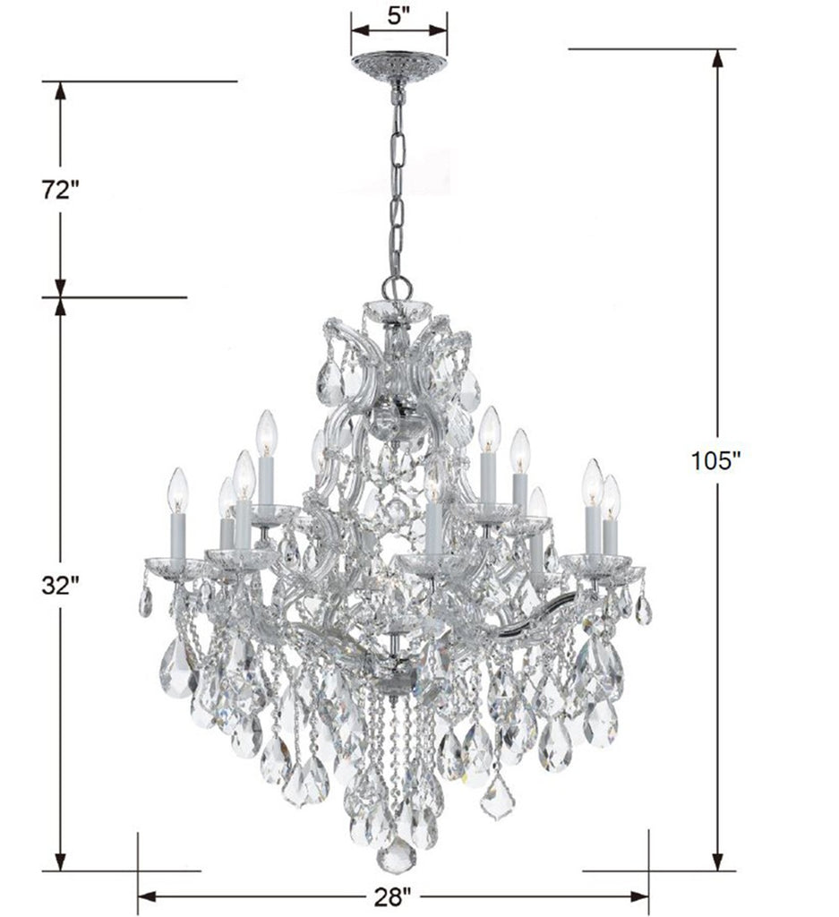 Maria Theresa 13 Light Hand Cut Crystal Polished Chrome Chandelier Chandelier Crystorama