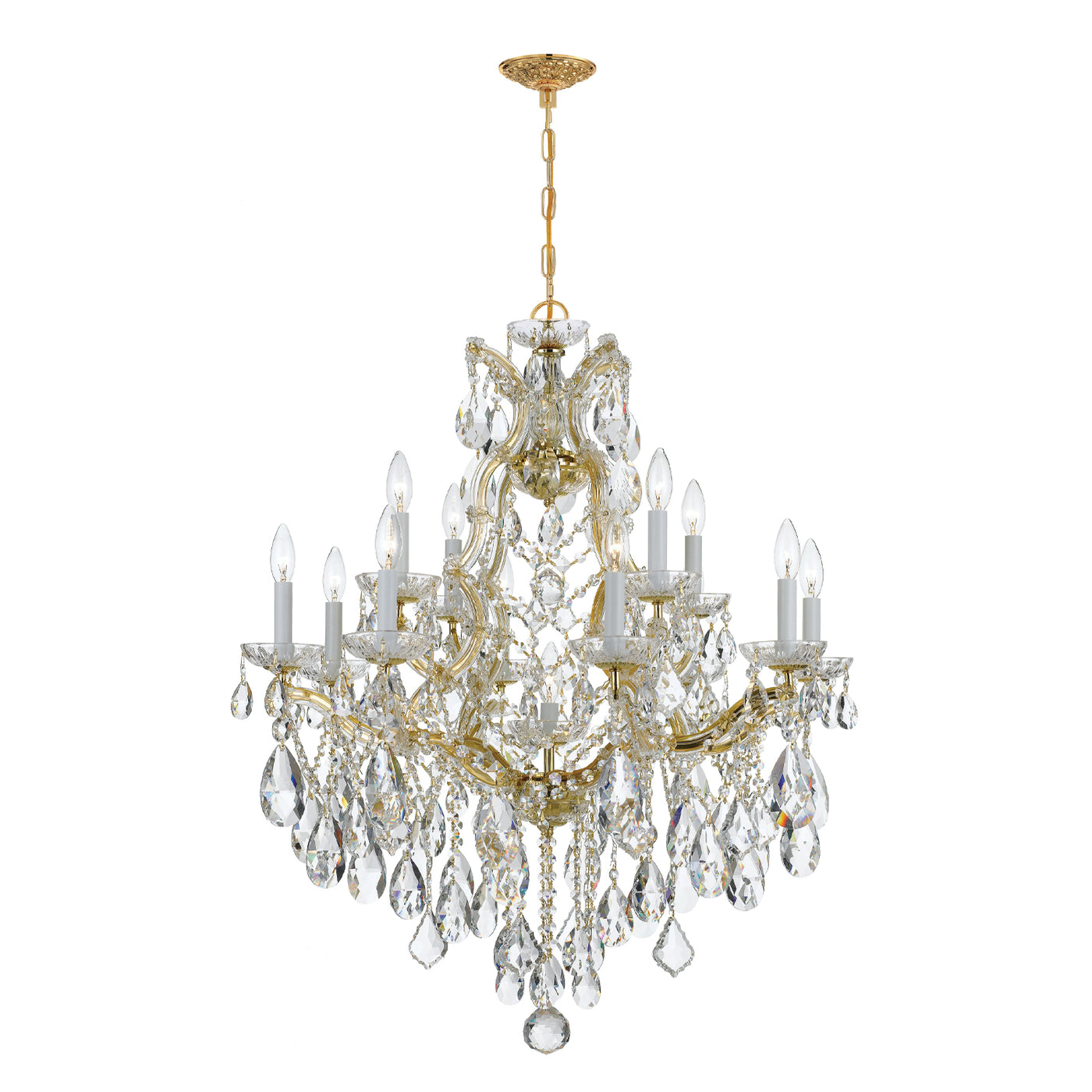 Maria Theresa 13 Light Hand Cut Crystal Gold Chandelier Chandelier Crystorama