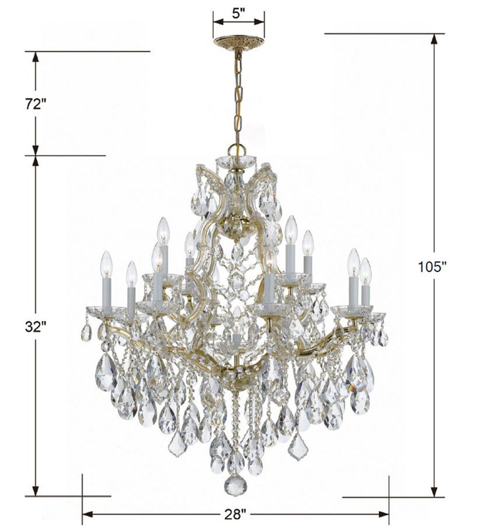 Maria Theresa 13 Light Hand Cut Crystal Gold Chandelier Chandelier Crystorama