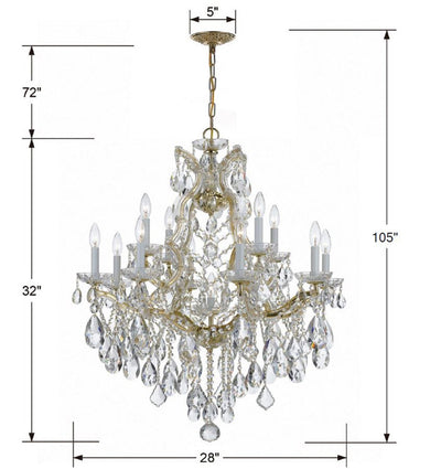 Maria Theresa 13 Light Hand Cut Crystal Gold Chandelier Chandelier Crystorama